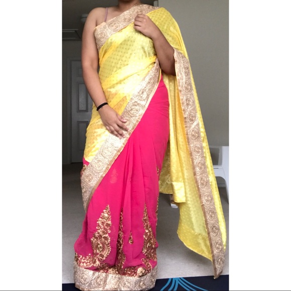 indian Dresses & Skirts - Party wear Georgette half and half saree!!